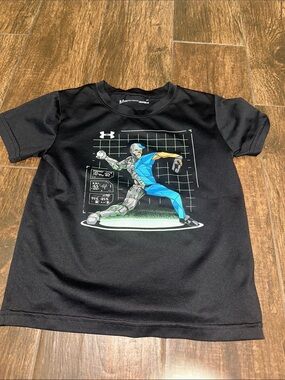 Under Armour Black Short Sleeve Tee with Blue & Green Robot Graphic baseball